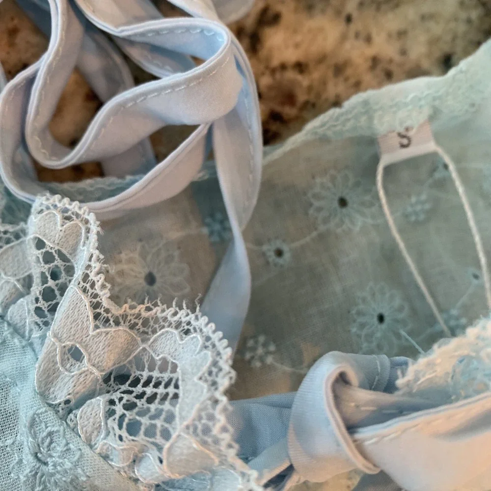 NWT Two Piece Csdajio Light Blue Eyelet Top And Skirt Size Small summer festival